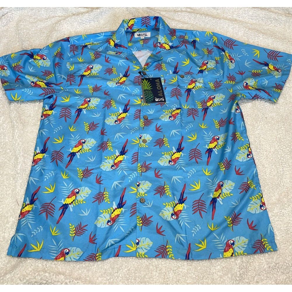 NWT Aloha By Uzzi Amphibious‎ Gear Hawaiian Button Down Shirt L Amphibious Gear